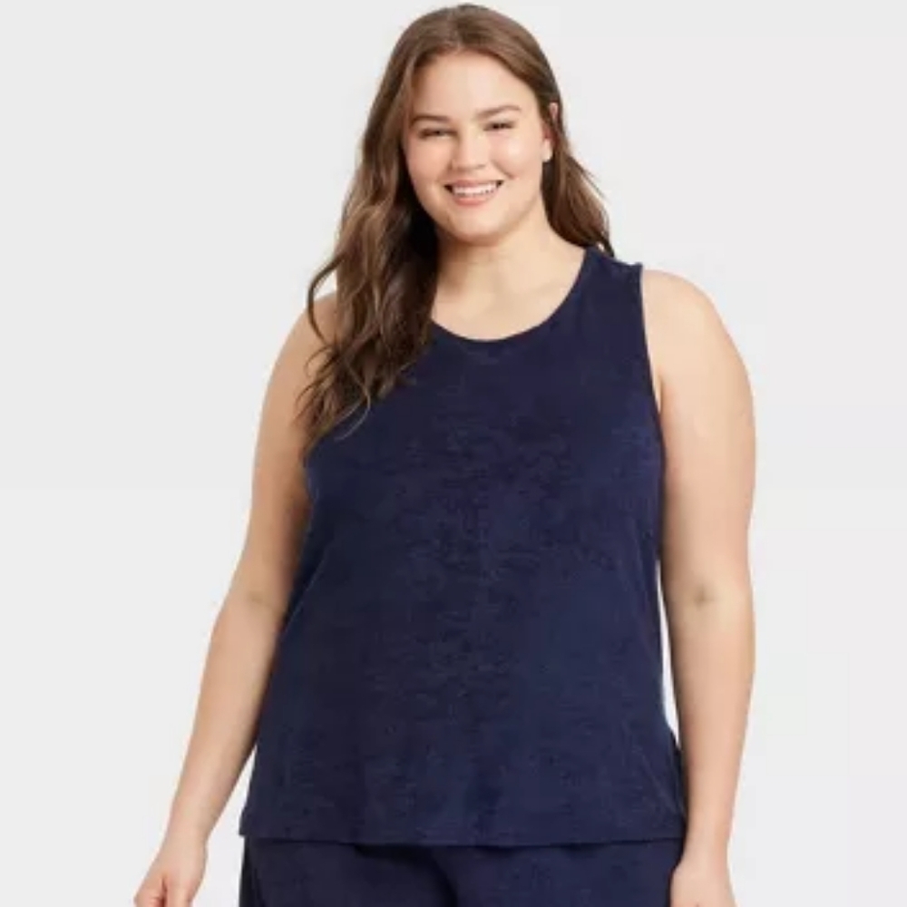NWT A NEW DAY Terry Tank Top, Navy Blue, Size 2X